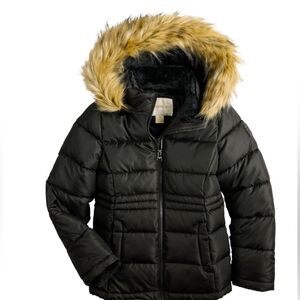 Madden Girl Kids Insulated Puffer Jacket Hooded Zip Up Coat Black